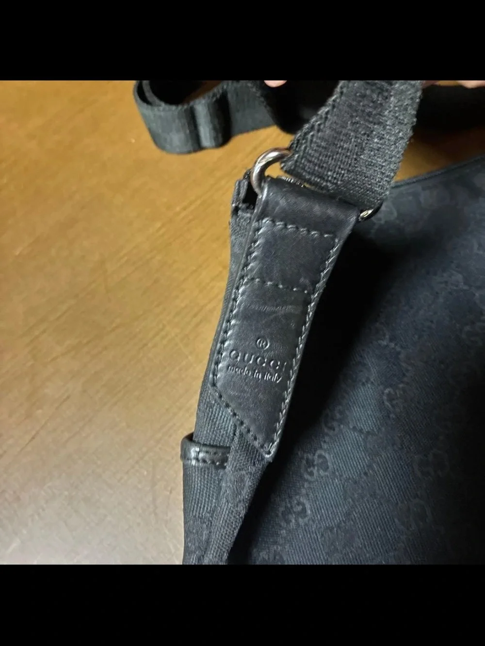 Gucci Black Monogram Messenger Crossbody Bag